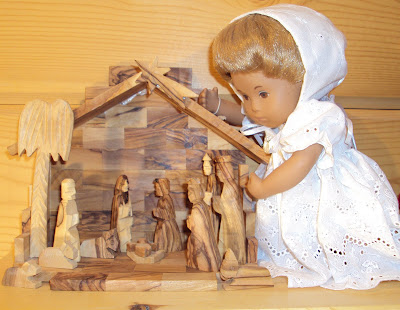 This olive wood nativity scene was made in Bethlehem.
