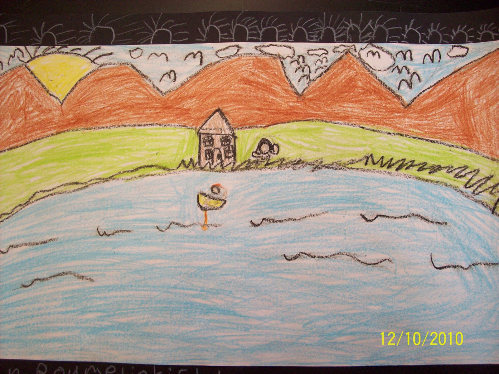 Center School Art Landscape Drawings by Grade 1