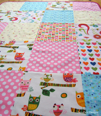 baby girl cuddle blanket soft pink patchwork flowers