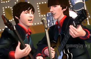 The beatles on stage in the video game