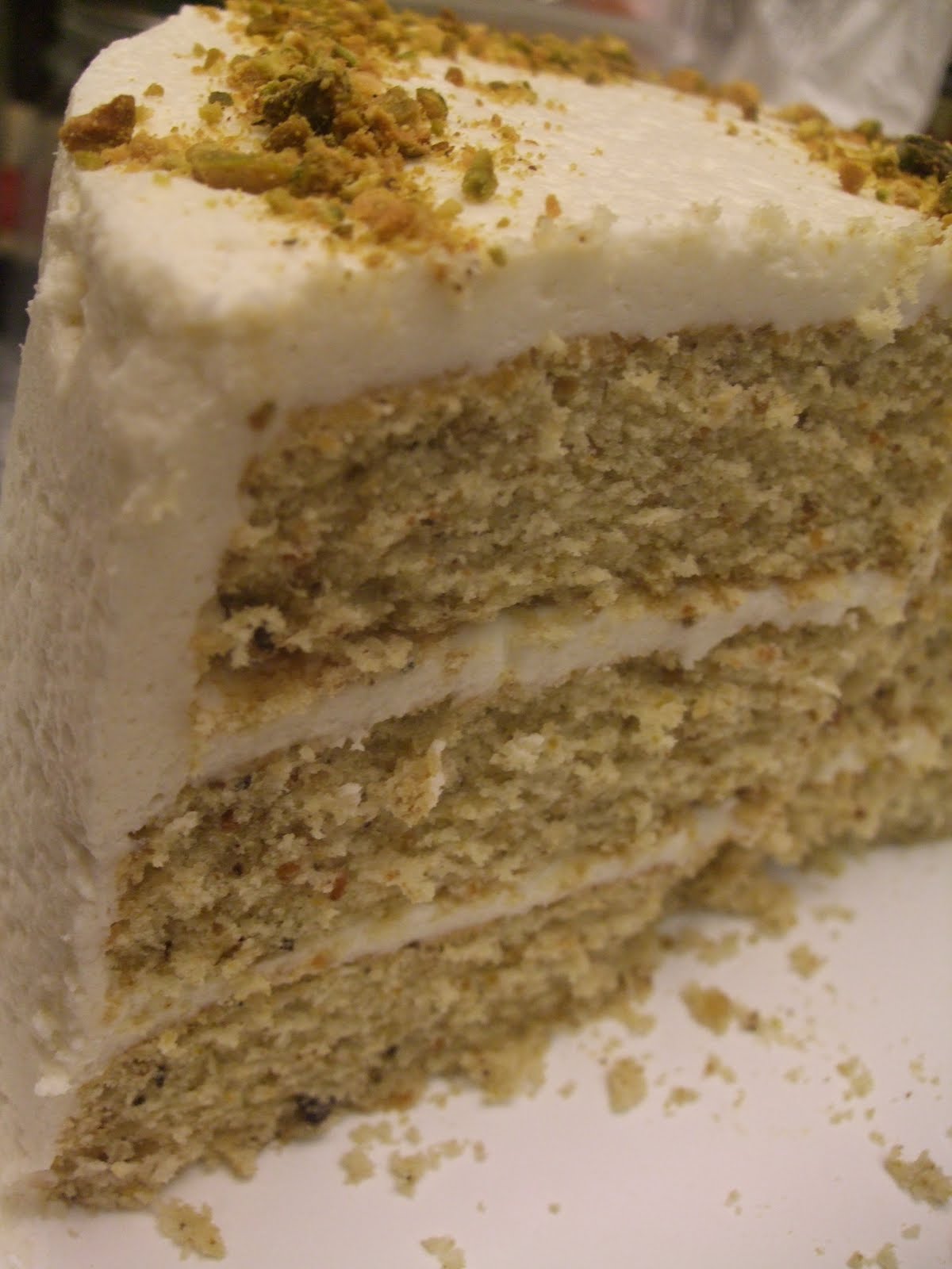 FoodScheming Pistachio Cake with Honey Buttercream Frosting