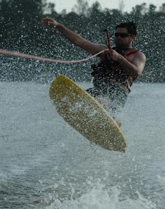 Isaac on his wakeboard