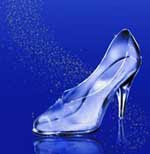 A glass slipper on a blue background