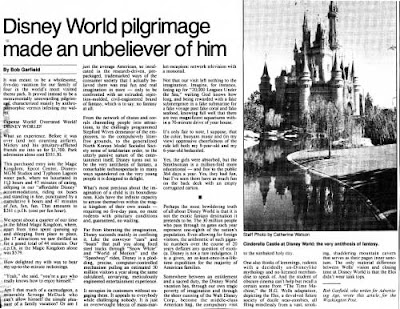 Commentary clipping with photo of the Cinderella Castle by Catherine Watson