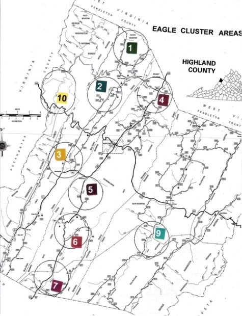 Major eagle sighting areas Highland Co. VA