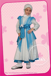 Dress Anak Muslimah Beserta Tudung AN.+10053+Biru