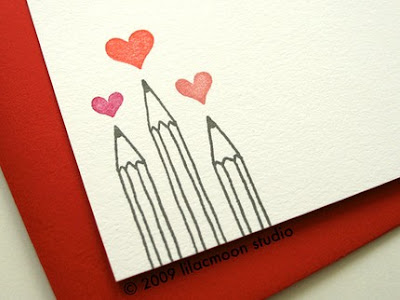 lilac moon pencils and hearts card | simple pretty
