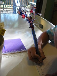 july 4th funky sparkle flag pen