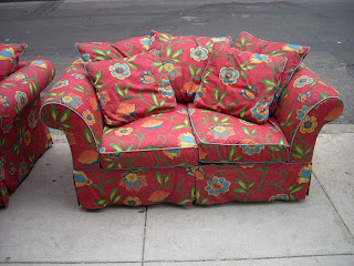 Uhuru Furniture Collectibles Upbeat Red Floral Loveseat W
