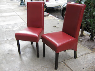 Uhuru Furniture Collectibles Two Red Leather Parsons