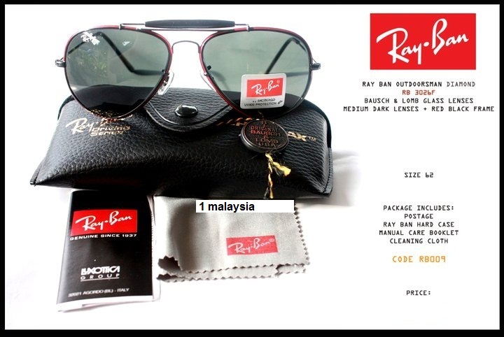 RAY BAN OUTDOORSMAN DIAMOND SIZE 62 RB 3026F BAUSCH & LOMB GLASS LENS