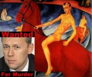 Wanted Poster over Kuzma Petrov-Vodkin's Bathing of a Red Horse (1912)