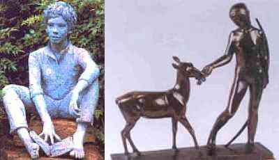 Unknown Artists - Seated Boy & Diana feeding a Deer