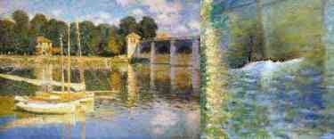 Claude Monet - Le Pont d'Argenteuil (1874) plus closeup of The Hole