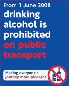 TFL Poster: Drinking Alcohol Is Prohibited on Public Transport (2008)