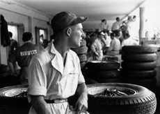 Sir Stirling Moss in the pits at the Italian Grand Prix (1953)