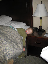 Connor Sleeping Comfy at the Hotel