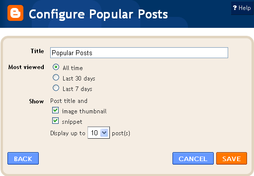 Configure Popular Posts