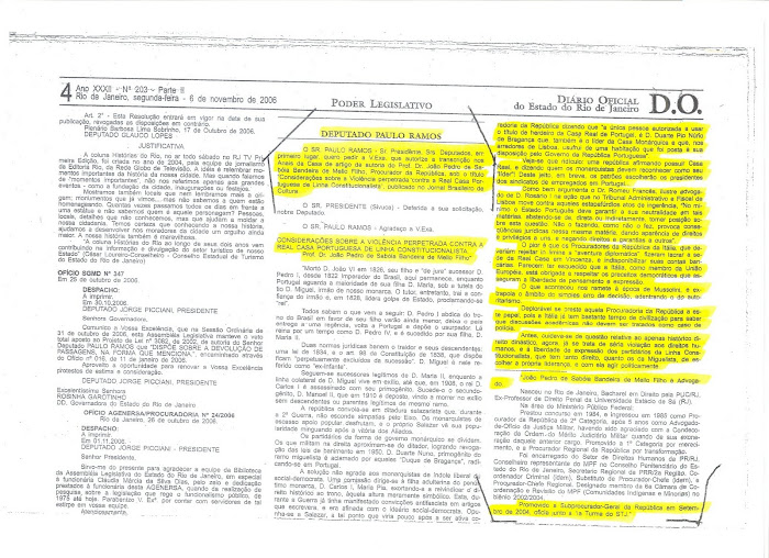 GAZZETTA UFFICIALE DEL BRASILE  "DIARIO OFICIAL DO ESTADO DO RIO DE JANEIRO" DEL 6.11.2006 - PAG. 2