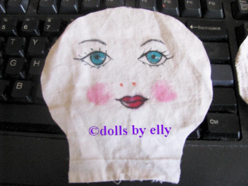 dolls by Elly painting dolls face on fabric