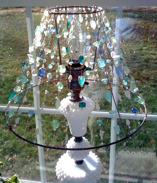 Glass Beaded Lamp Shades on Frou Frugal  Hobnail Milk Glass Lamps  Part 2   Shades