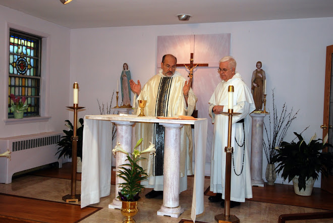 The Master of the Dominican Order, Fr Carlos and the Vicar Fr Ed saying Mass at the Monastery