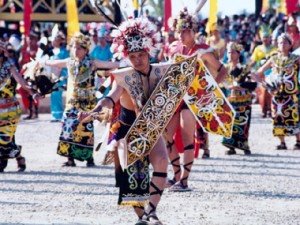 The ethnic group's dance dayak East Kalimantan Indonesia