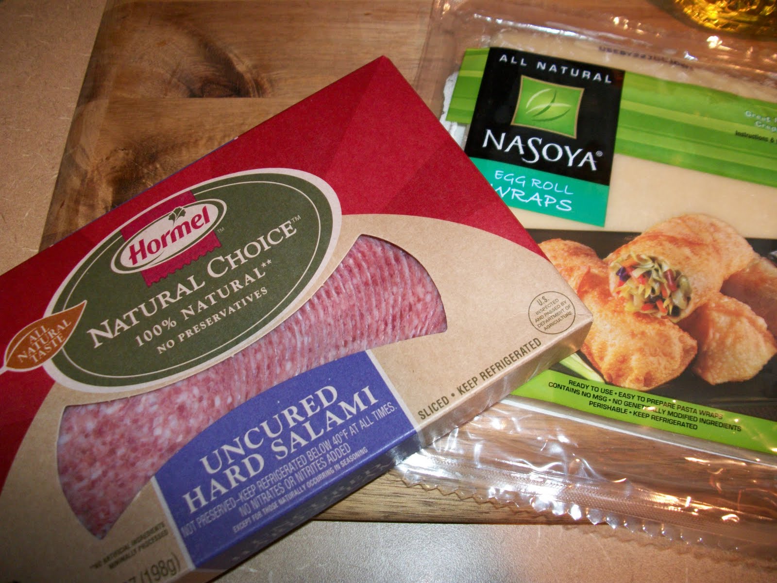 Kaitlin in the Kitchen Egg Roll Wrapped Salami Mozzarella Sticks