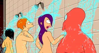 leela in the shower naked