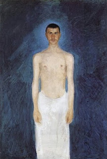 Gerstl, Richard (1883-1908) - 1901 Self-portrait, half-nude on a blue background (Leopold Collection, Vienna). Image available at Flickr.com, link at bottom of post.