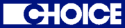 The Choice logo, introduced in 1980, appeared in white on the solid dark blue card, as well as on merchant acceptance signs.