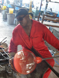 Swazi masterblower James Magagula at Ngwenya Glass factory