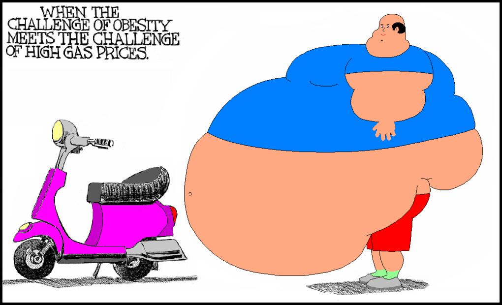 little fat kid cartoon. There is no way this fat boy is ever going to be able to ride on that little
