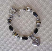 6" Onyx & Heart Bracelet (gift to my Niece Sara)