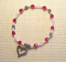 8" Heart With Red Swarovski Crystals Bracelet $25.00