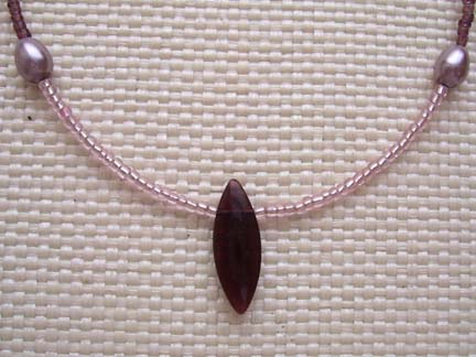 Purple Glass Pendant Necklace (close-up)