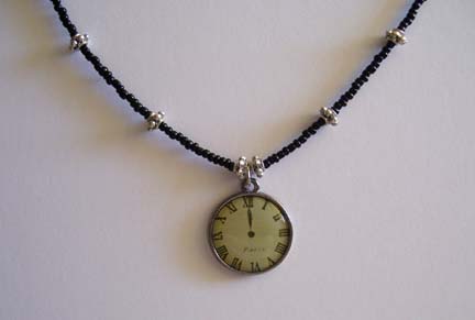 Clock Pendant Necklace (close-up)