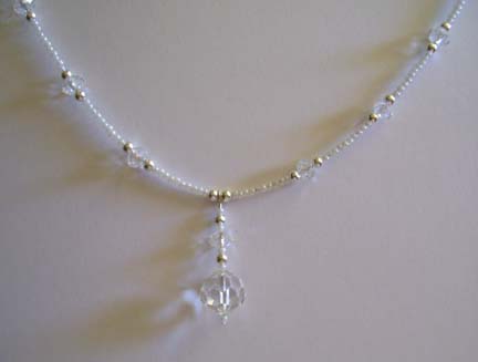 Clear Swarovski Crystal Pendant Necklace close-up)