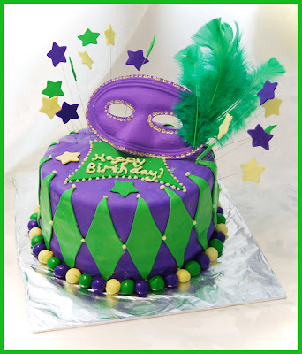  needed a birthday cake for a friend and the party theme was Mardi Gras.