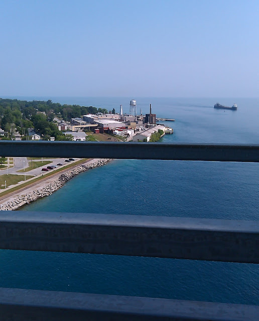View from the Blue Water Bridge in Port Huron Michigan looking toward Lake Huron