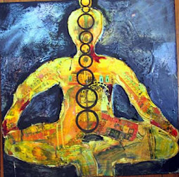 Pintura creativa que señala los centros energéticos del cuerpo humano o "Chakras"