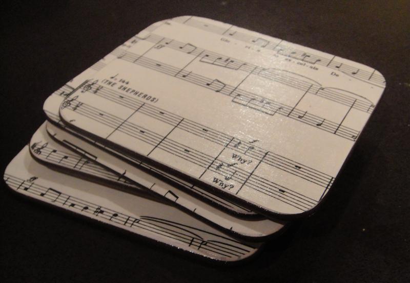 Recycled Sewing Music Coasters Complete