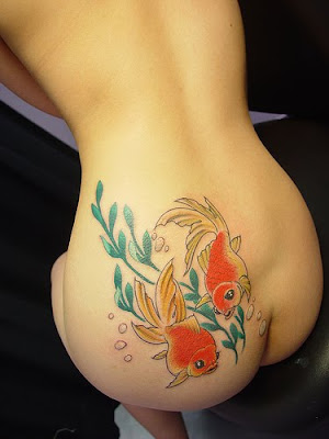 Japanese Koi Fish Tattoo Design Lower Back Body