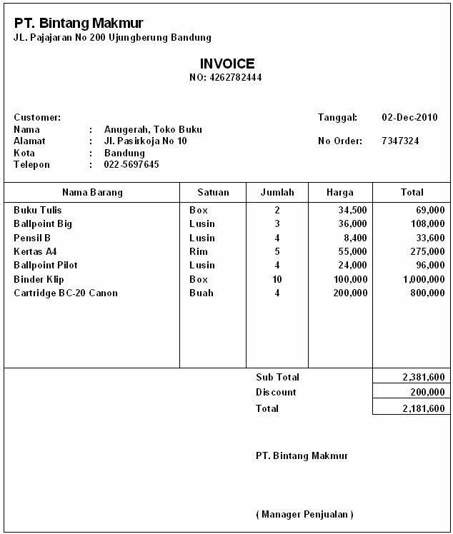 Ilmu Software Membuat Invoice Menggunakan Excel