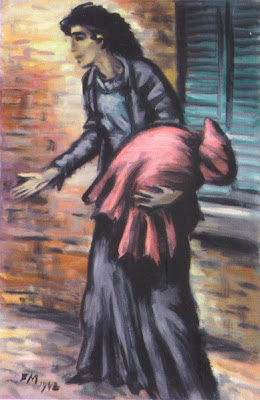 Franz Masereel, Flüchtlingsfrau, Gouache auf Velin, 1942