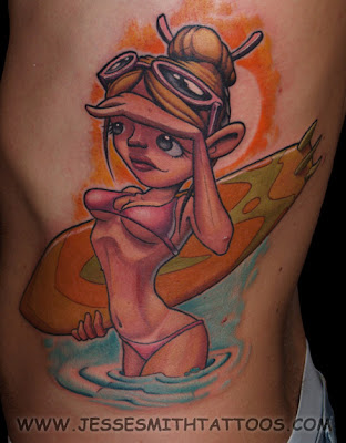 Girl tattoo surfer 100 Surf