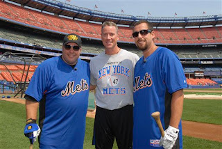 Kevin James and Adam Sandler with Tom Glavine