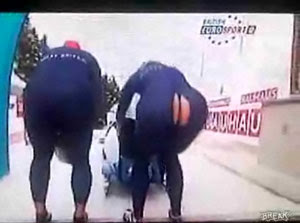 bobsledder Gillian Cooke has a wardrobe malfunction