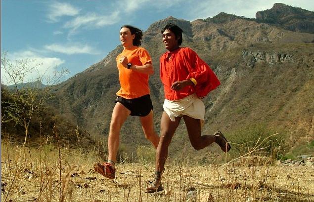 A Tarahumara runner trains with ultramarathon athlete Scott Jurek