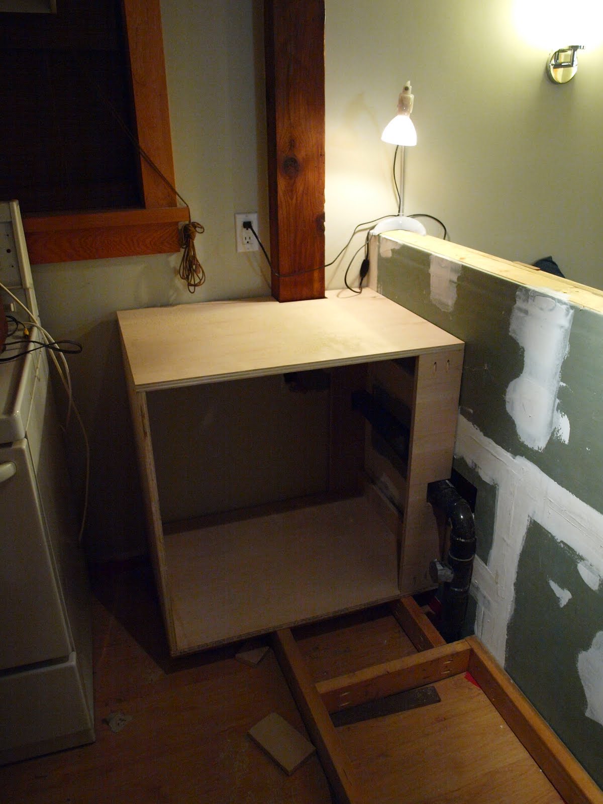 Scratch and dent kitchen cabinets Here's the corner cabinet, which I built first, after building and